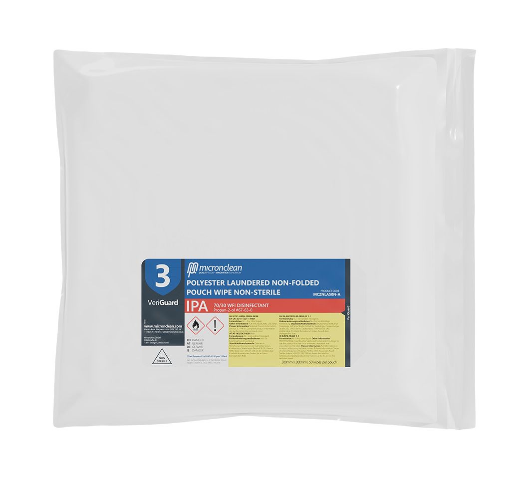 VeriGuard 3 - IPA-gewaschenes, ungefaltetes Polyester-Beutelwischtuch - nicht steril [EU]