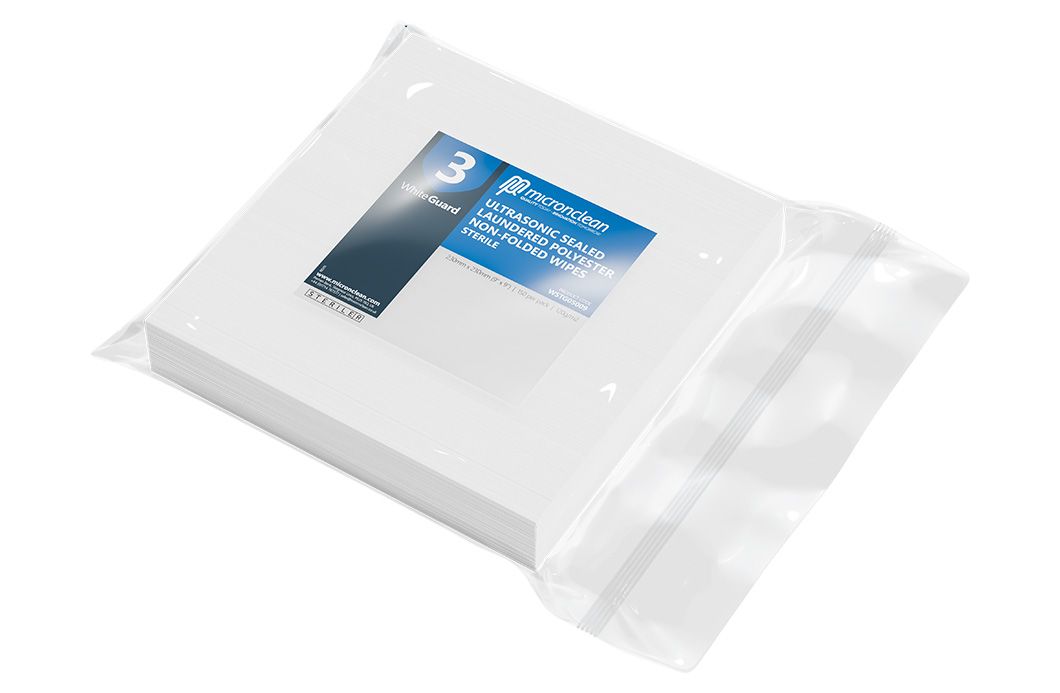 WhiteGuard 3 - Ultrasonic Sealed Laundered Polyester Wipes - Sterile [EX]